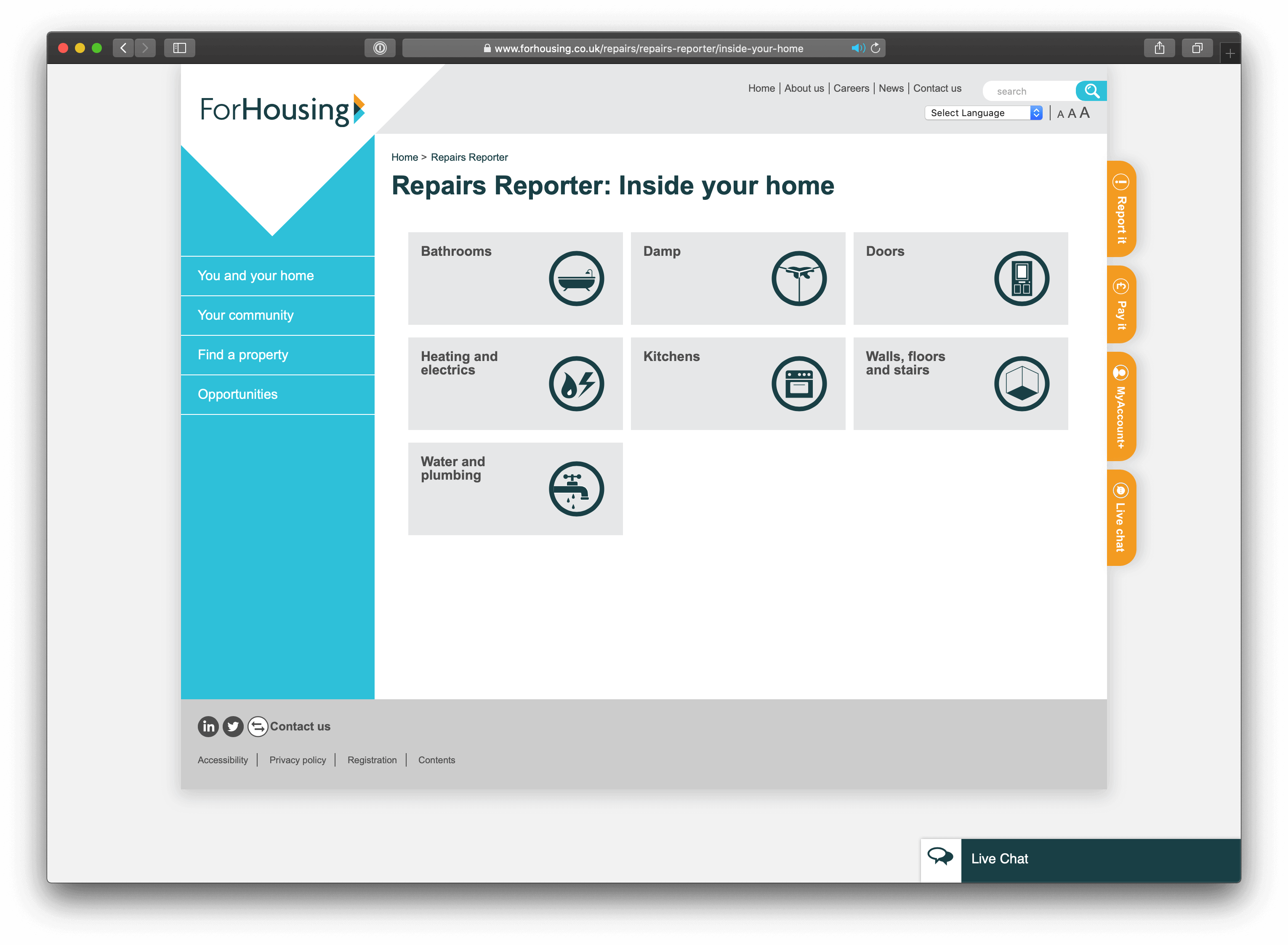 Screenshot of a self-service portal example